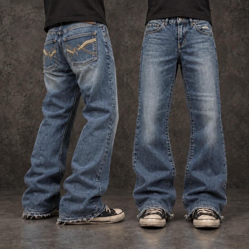 32x28 Faded Blue Flared Bootcut Jeans Y2K Vintage